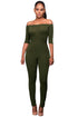 Sexy Olive Green Bardot Neckline Fashion Jumpsuit